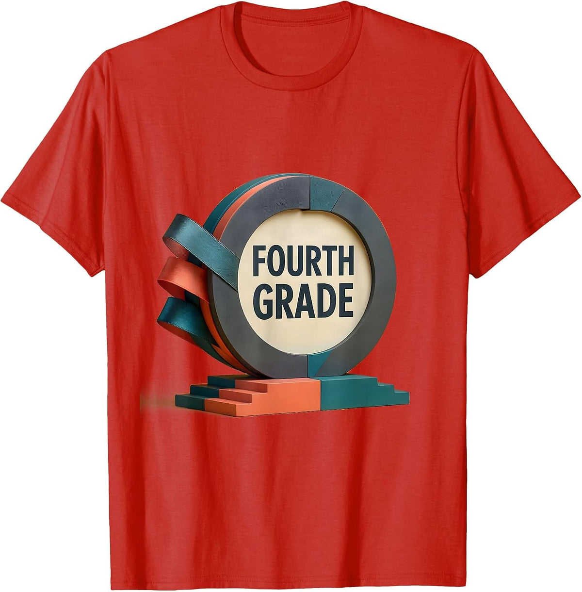 Men's Fourth Grade Cute Midcentury Back To School Girl Teacher T-Shirt - Red