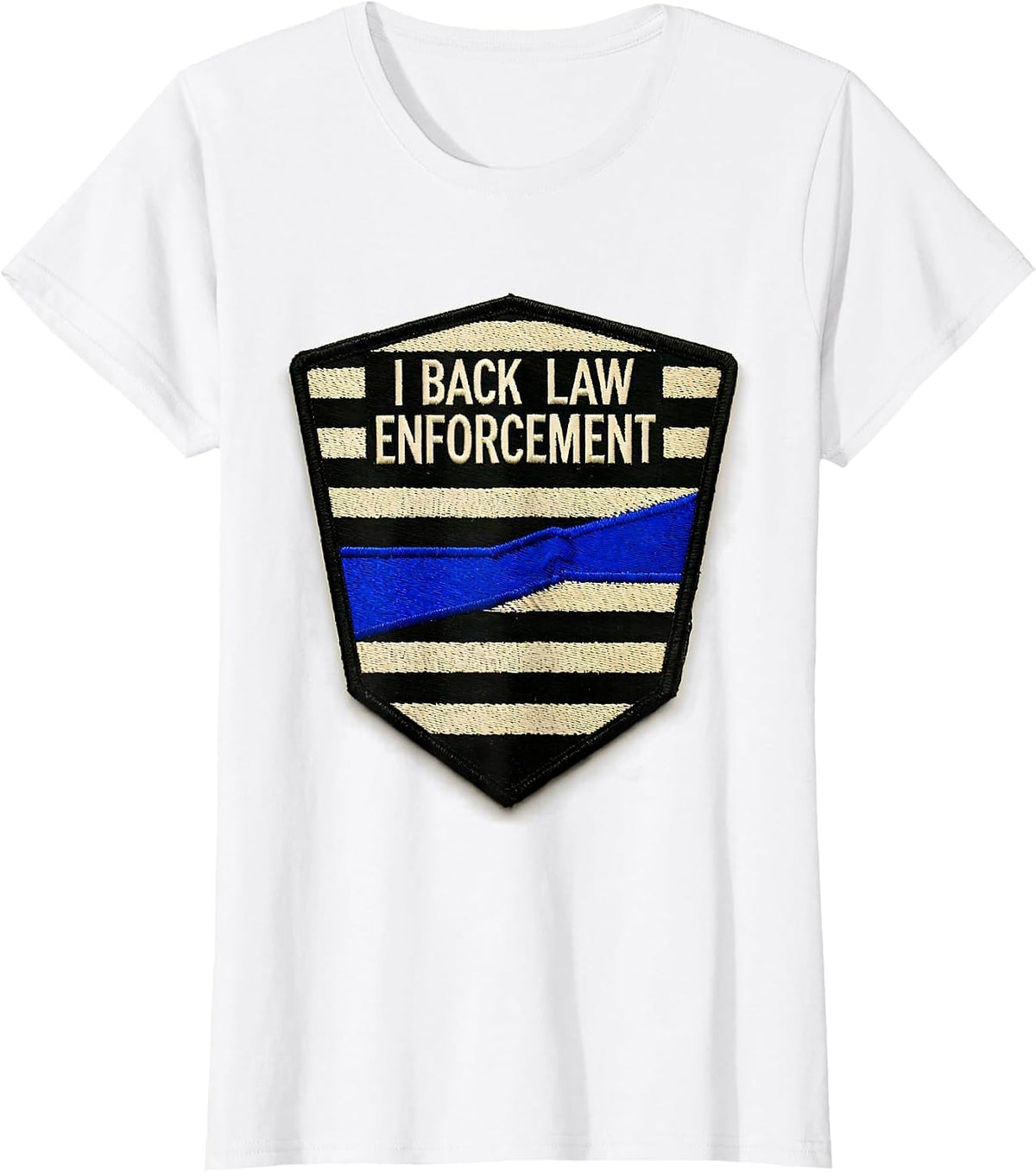 I Back Law Enforcement Patriotic Thin Blue Line Police T-Shirt - White