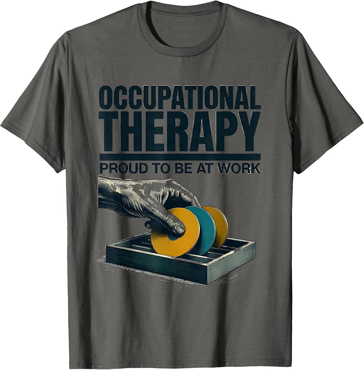 Occupational Therapy, Proud To Be At Work Midcentury Modern T-Shirt - Asphalt Grey