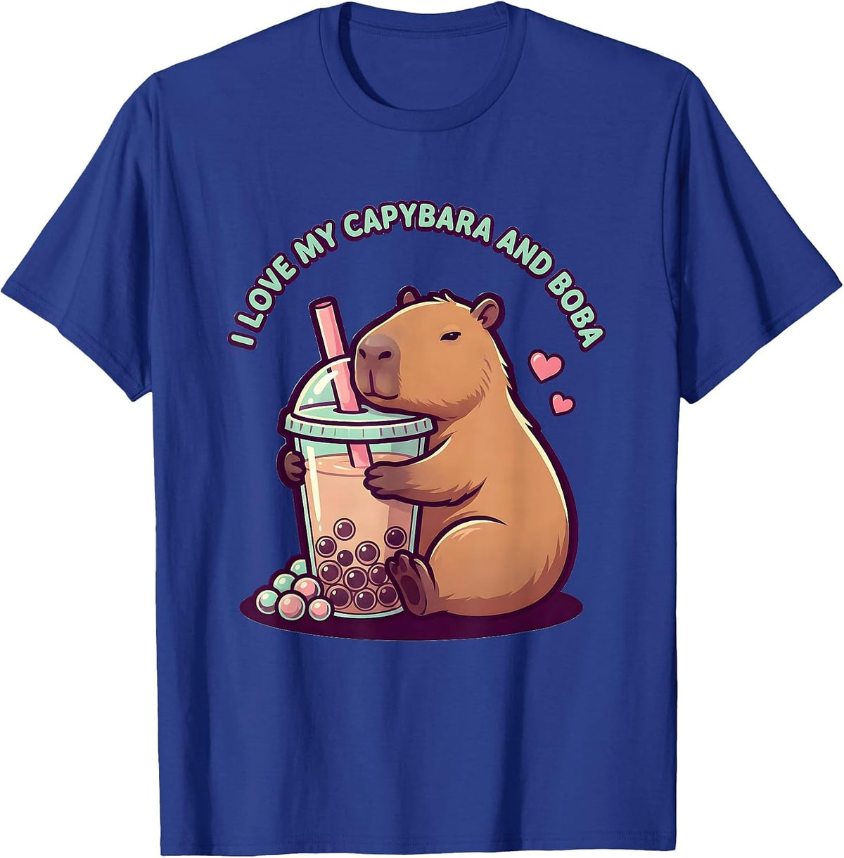 I Love My Capybara And Boba Cute Kawaii Anime Animal Boba T-Shirt - Royal Blue