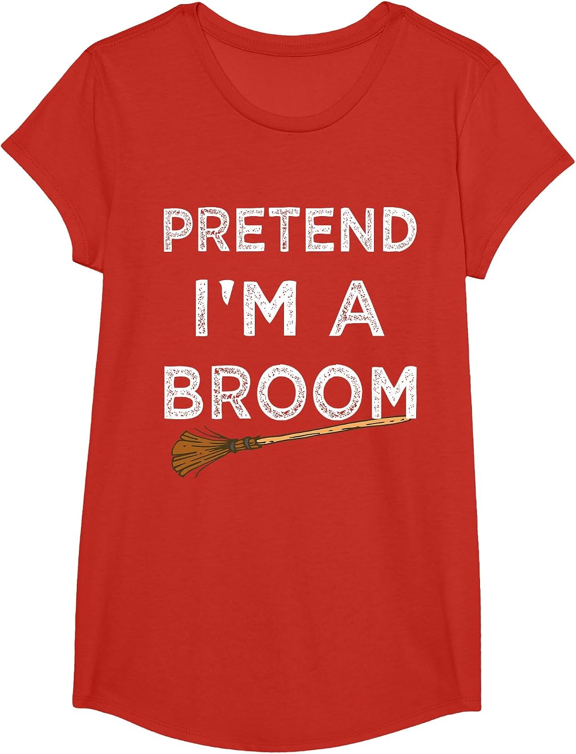 Pretend I'm A Broom Funny Halloween Costume Party Halloween T-Shirt - Girls Red
