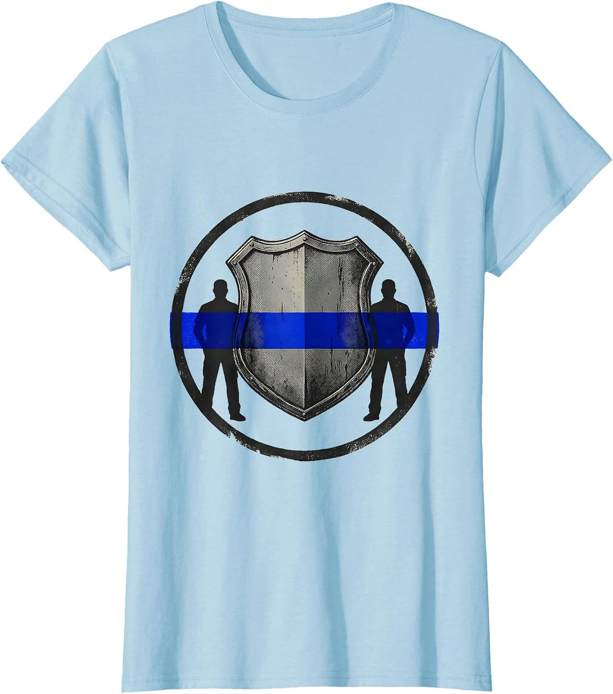 Thin Blue Line Police Support Badge T-Shirt - Baby Blue