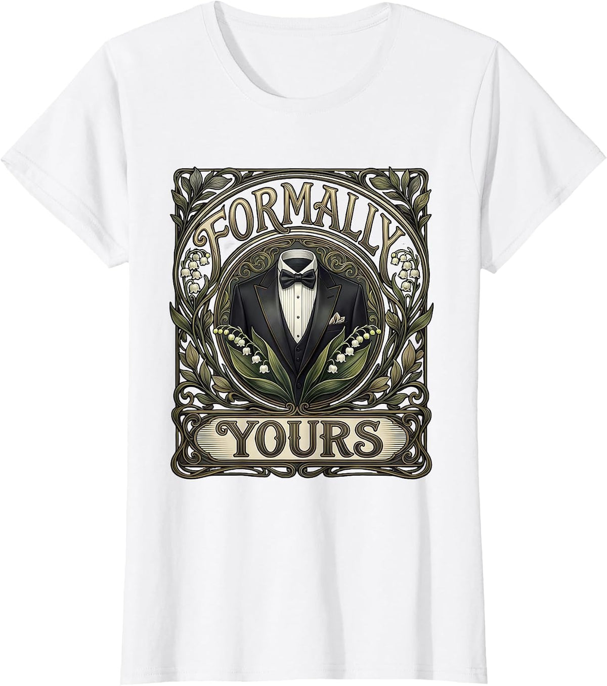 Formally Yours Tuxedo Graphic Design T-Shirt - White