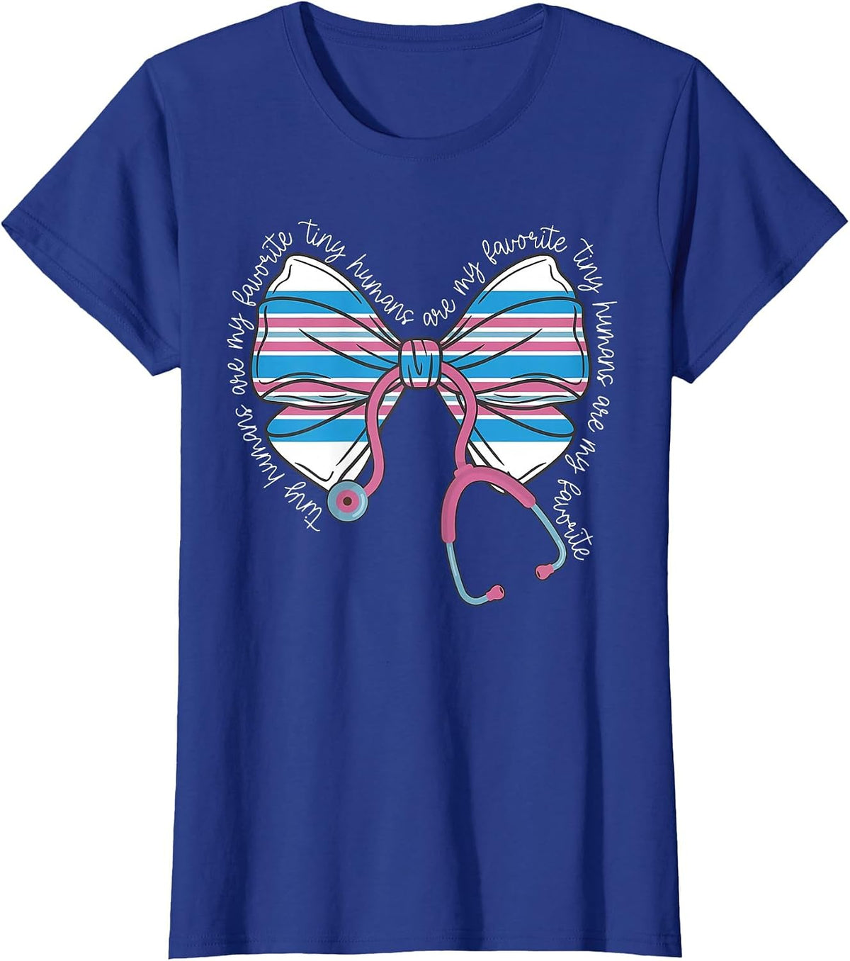 Pink Stethoscope Coquette Bow Baby Blanket NICU Nurse T-Shirt - Royal Blue