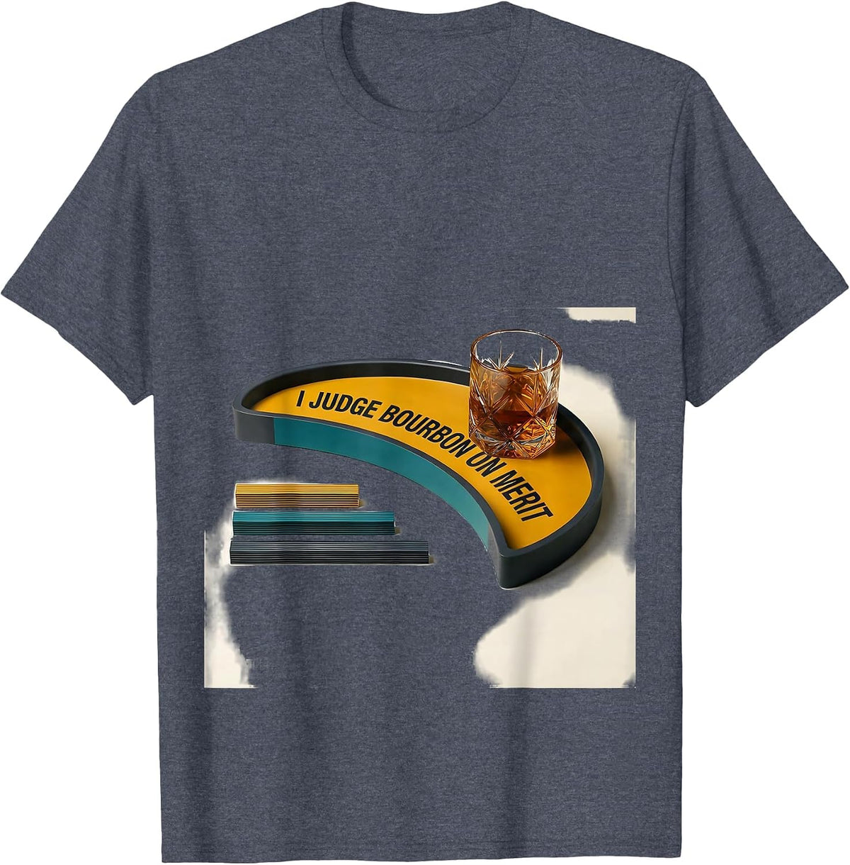 I Judge Bourbon On Merit Funny Bourbon Lover Drinking Humor T-Shirt - Heather Blue
