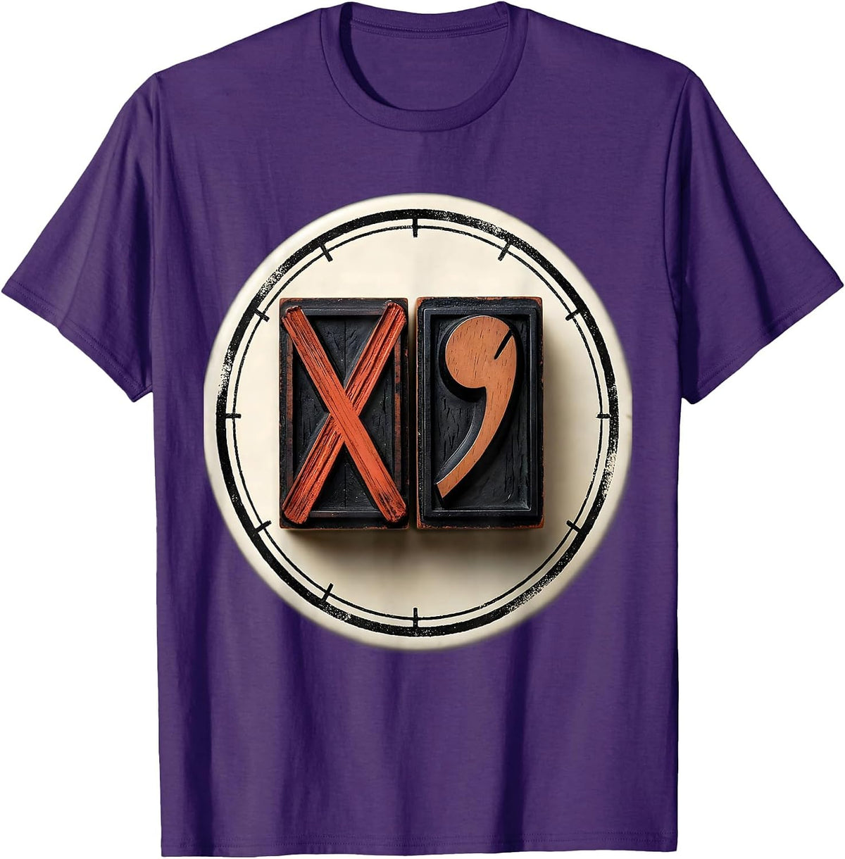 Men's Locked Wood Block Punctuation Grammar Teacher Humor T-Shirt - Purple