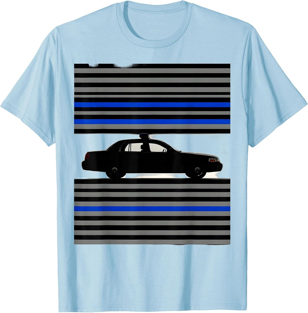 Men's Thin Blue Line Police Patrol Car Support Officer T-Shirt - Baby Blue