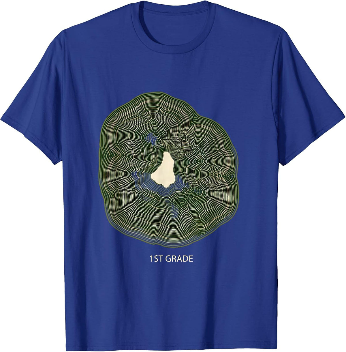 Men's 1st Grade Topographic Contour Camo Back To School Boys T-Shirt - Royal Blue