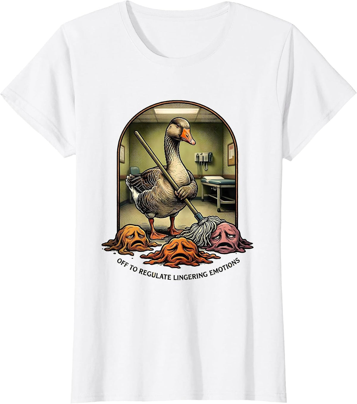 Off to Regulate Lingering Emotions Funny Goose Mental Health T-Shirt - White