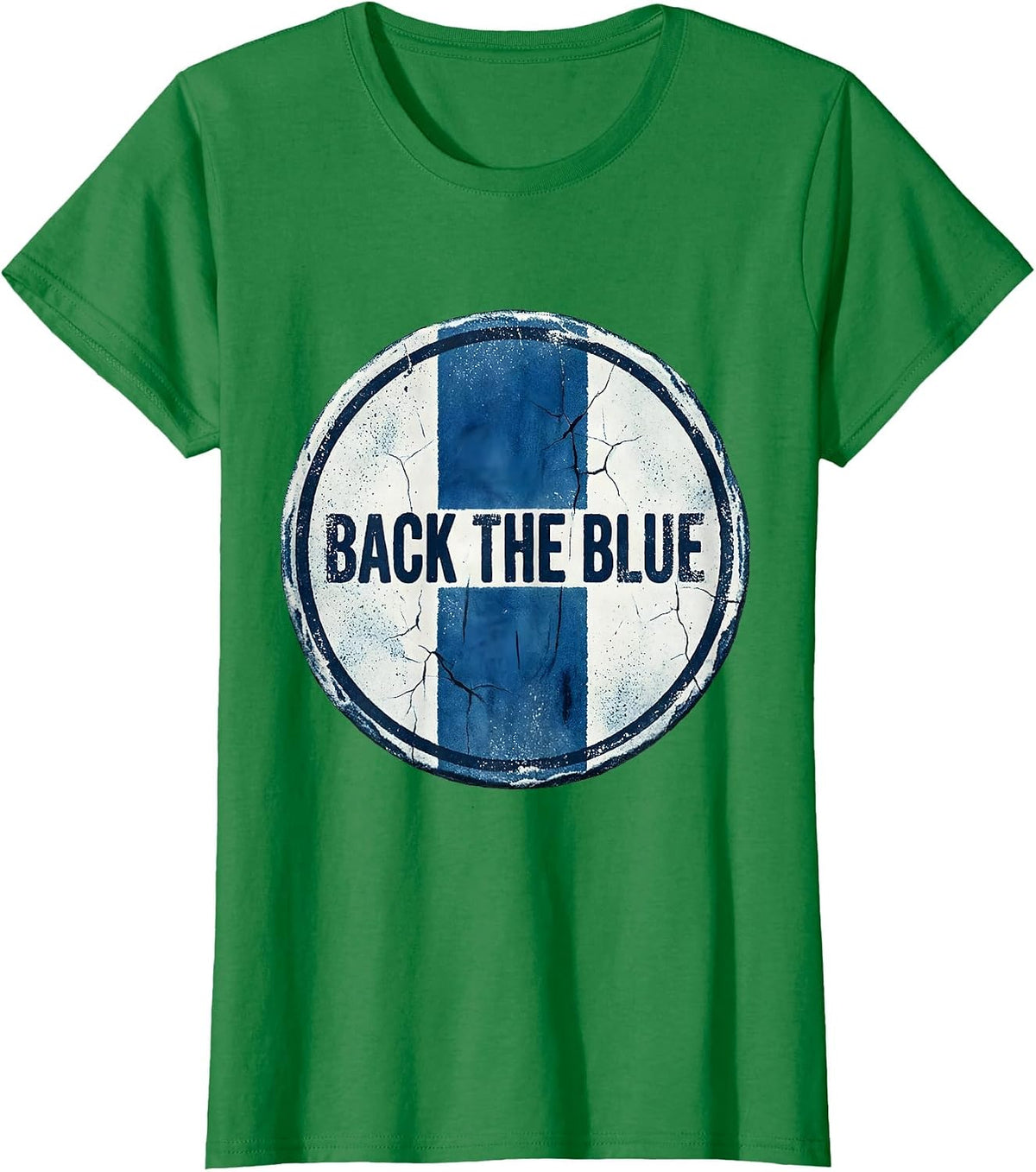 Back The Blue Distressed Thin Blue Line Police Support T-Shirt - Kelly Green