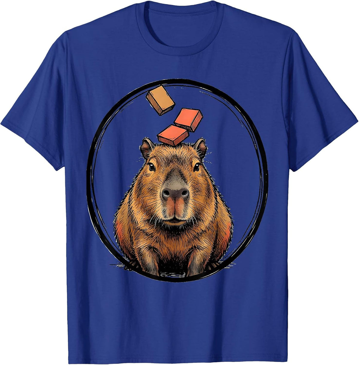 Sealed Capybara Badge Funny Animal Meme Humor T-Shirt - Royal Blue