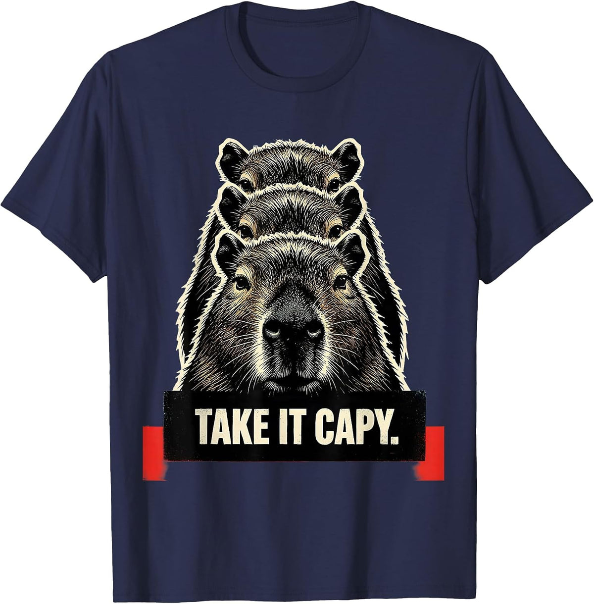 take it capy Funny Capybara Gamer Meme Humor T-Shirt - Navy Blue