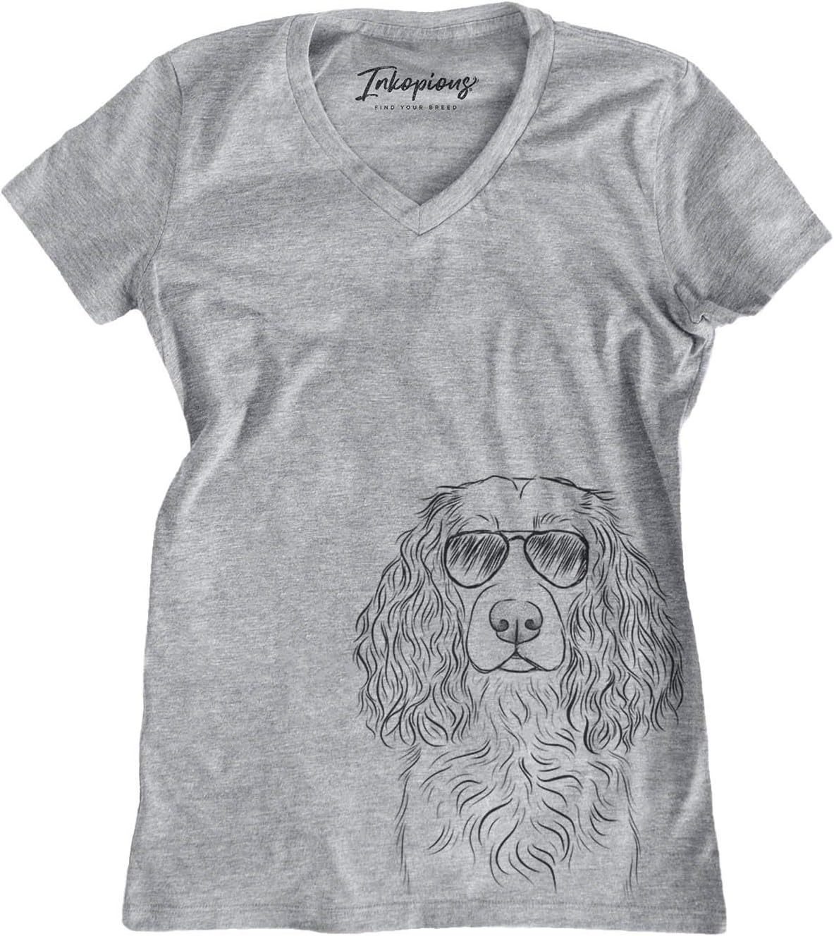 Aviator Landry the Boykin Spaniel Dog Triblend T-Shirt - Grey Modern V-neck