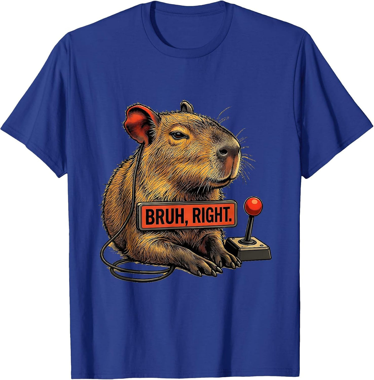 Bruh Right Funny Capybara Gamer Meme Humor T-Shirt - Royal Blue