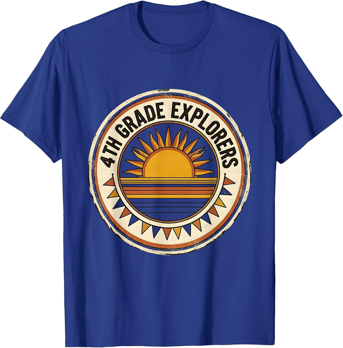 4th Grade Explorers Vintage Back To School Teacher Kids T-Shirt - Royal Blue