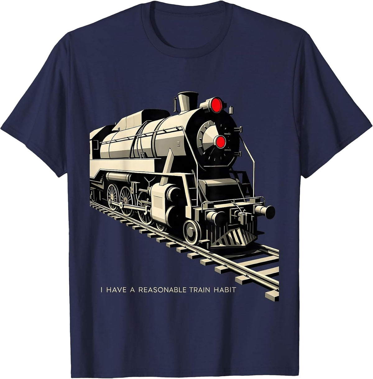 Men's I Have A Reasonable Train Habit Funny Train Enthusiast Model T-Shirt - Navy Blue