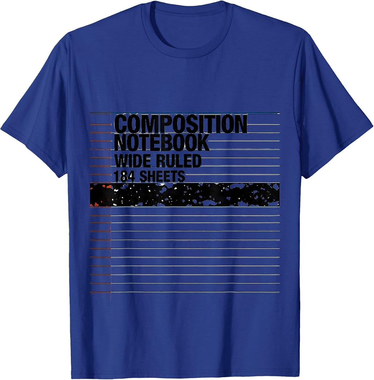 Men's Composition Notebook Wide Ruled 184 Sheets Teacher T-Shirt - Royal Blue