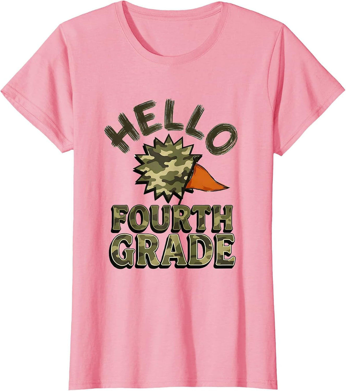 Women's Hello Fourth Grade Camo Back To School Teacher Boys T-Shirt - Pink