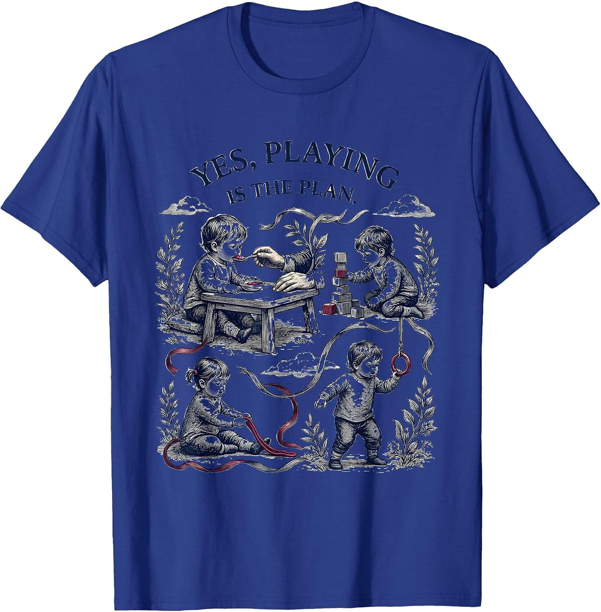 Yes, Playing Is The Plan Retro Occupational Therapy T-Shirt - Royal Blue