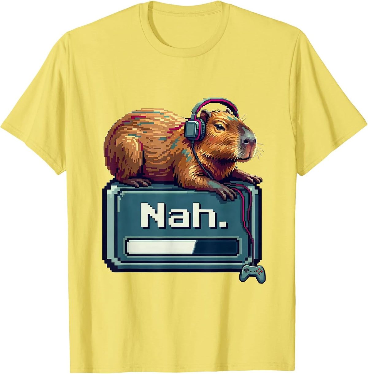 Men's Nah Capybara Gamer Meme Humor Video Games T-Shirt - Lemon Yellow