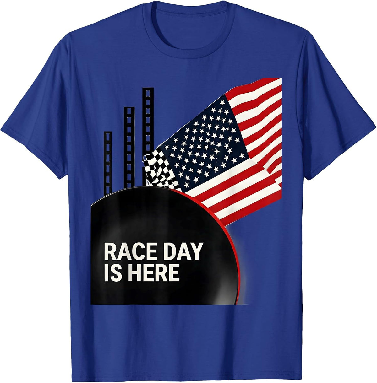 Race Day Is Here Swiss International Patriotic Drag Racing T-Shirt - Royal Blue