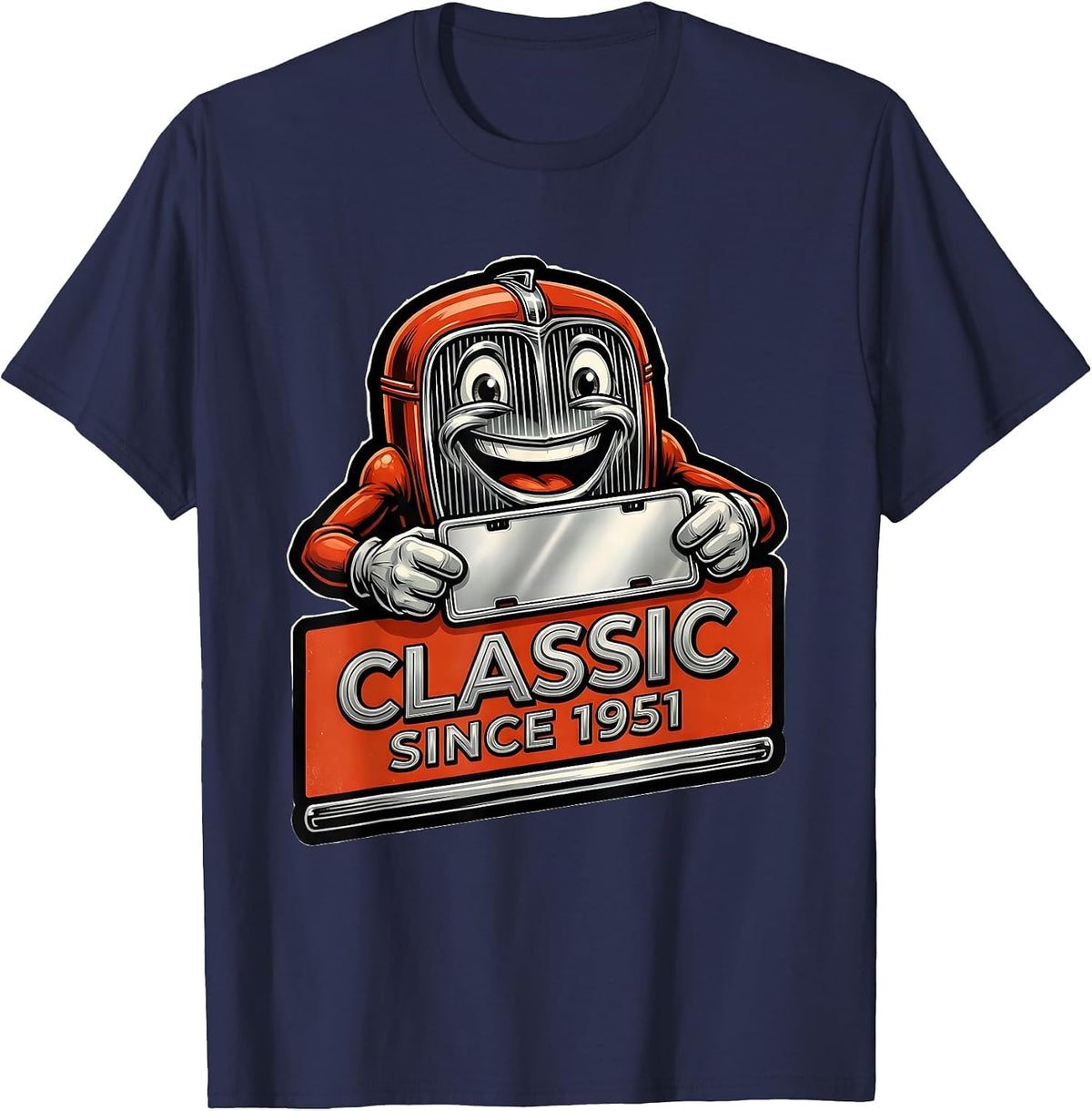 Classic Since 1951 Retro Car Birthday Pun Vintage Garage T-Shirt - Navy Blue