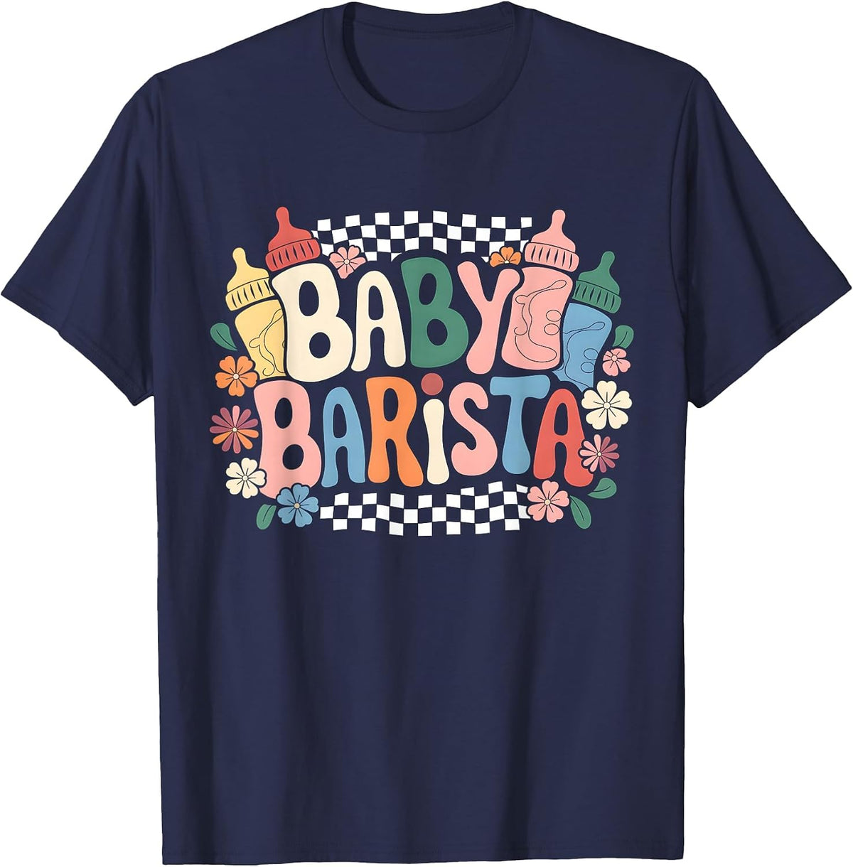 Nurse Milk Bottle Barista Mother Baby NICU Appreciation T-Shirt - Navy Blue