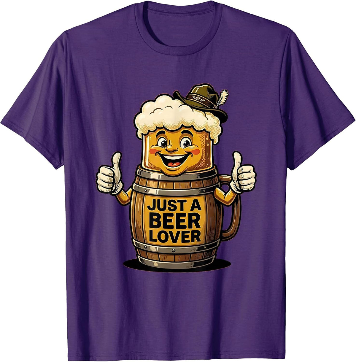 Just a Beer Lover Oktoberfest Graphic Design T-Shirt - Purple