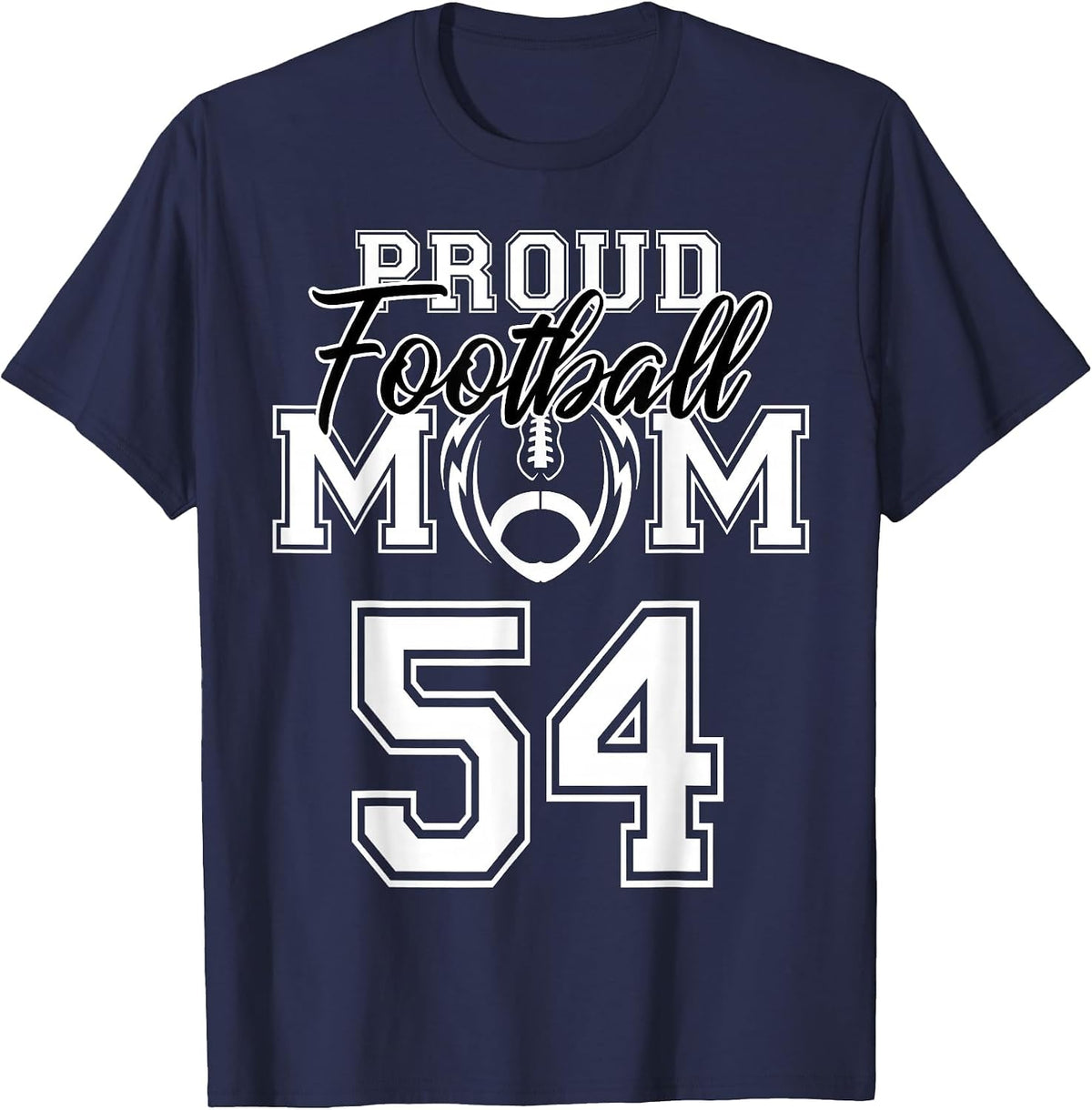 Custom Proud Football Mother Number 54 Personalized Women T-Shirt - Navy Blue