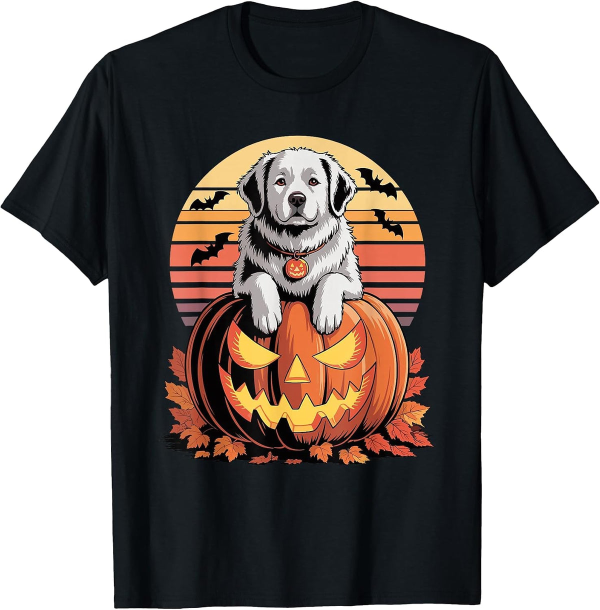 Halloween Retro Great Pyrenees T-Shirt - Black