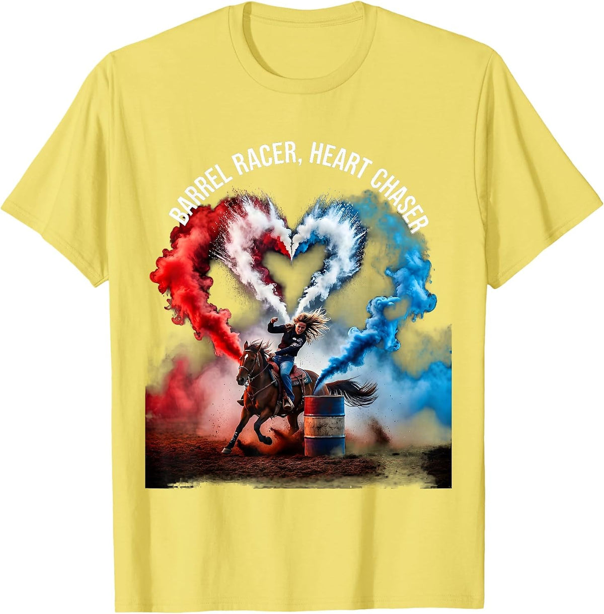 Men's Barrel Racer Heart Chaser Rodeo Design T-Shirt - Lemon Yellow
