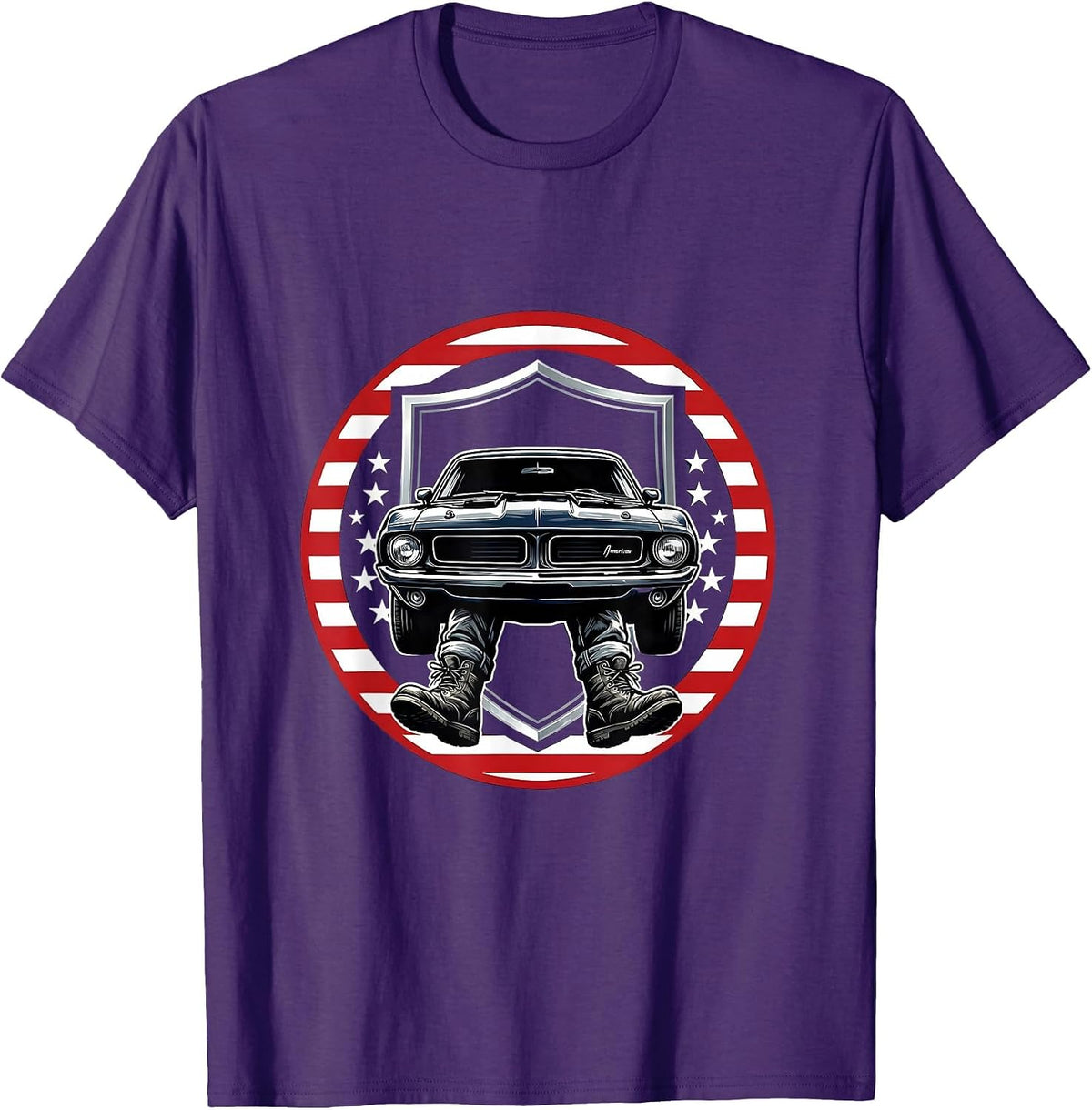 Labor Day Mechanic Under Car Graphic Tee T-Shirt - Purple