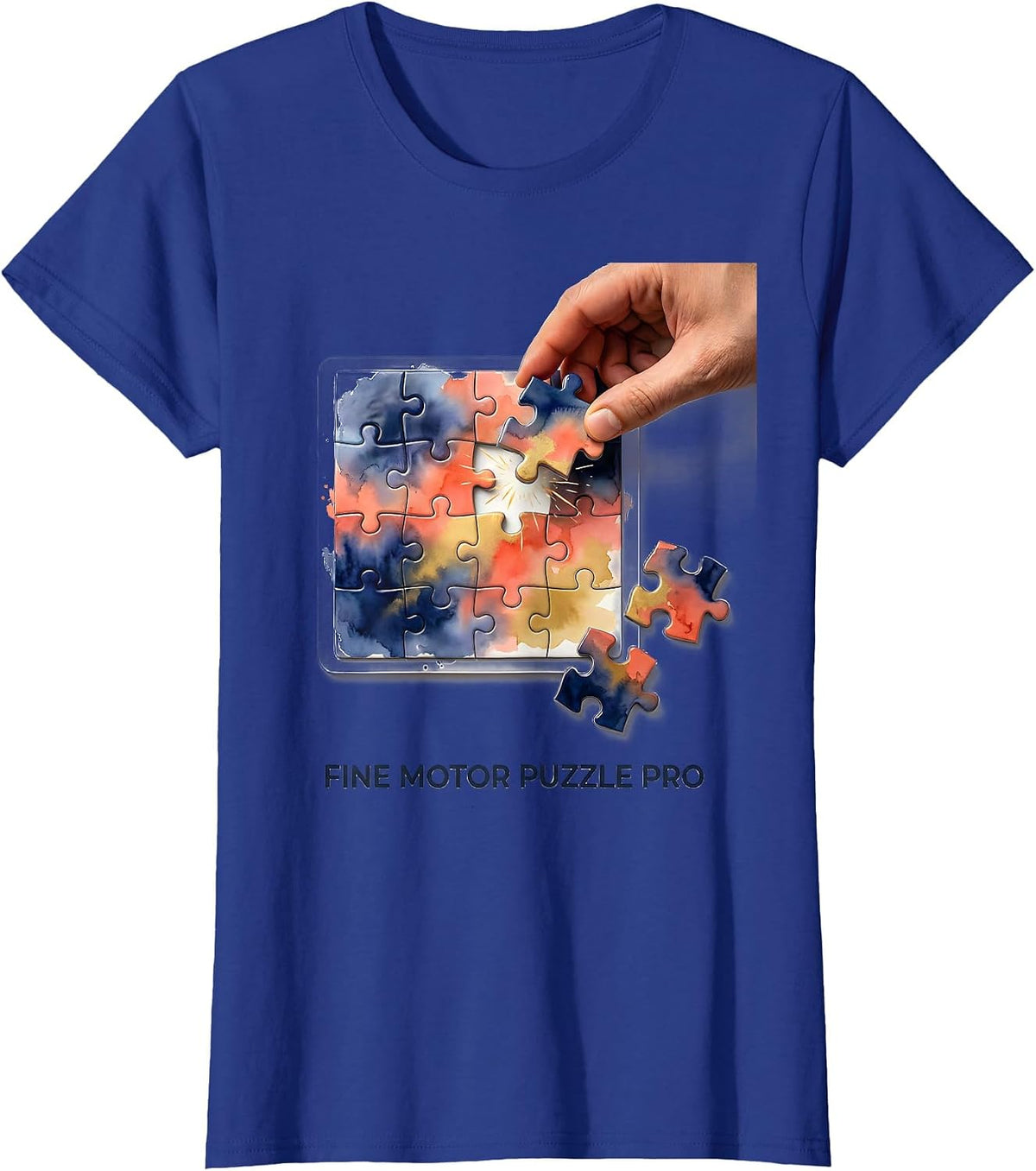 Women's Fine Motor Puzzle Pro Playful Occupational Therapy Sensory T-Shirt - Royal Blue