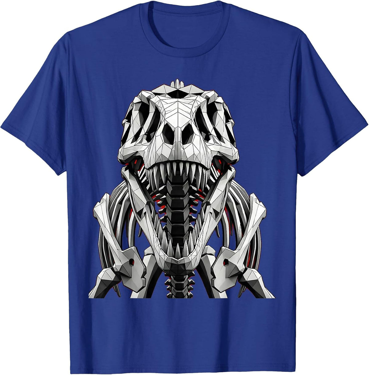 T-Rex Skeleton Roaring Dinosaur Graphic T-Shirt - Royal Blue