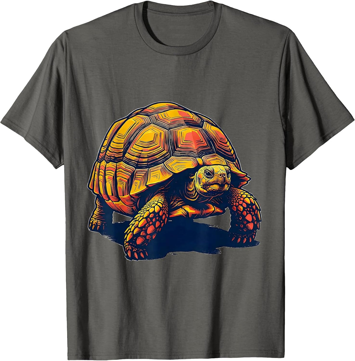 Tortoise Mid-Step Screenprint Poster Pet Lover Humor T-Shirt - Asphalt Grey