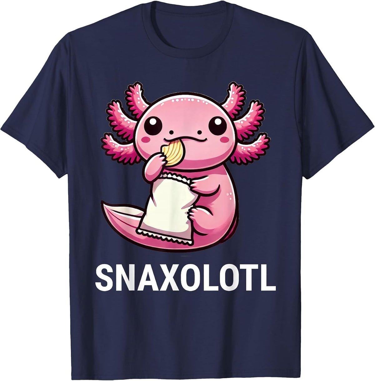 Snaxolotl Axolotl Chips Snacks Funny T-Shirt - Navy Blue