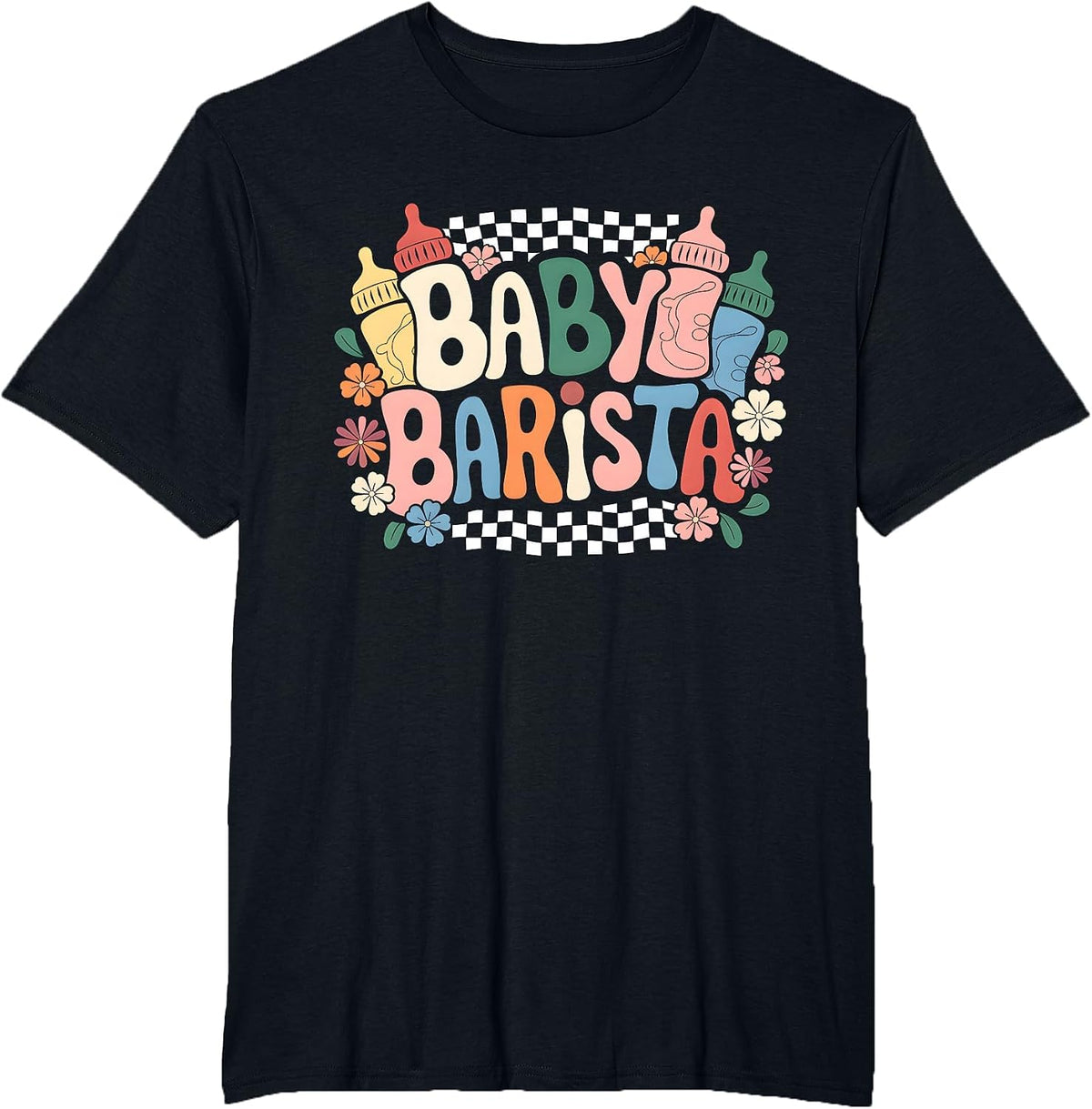 Nurse Milk Bottle Barista Mother Baby NICU Appreciation T-Shirt - Black