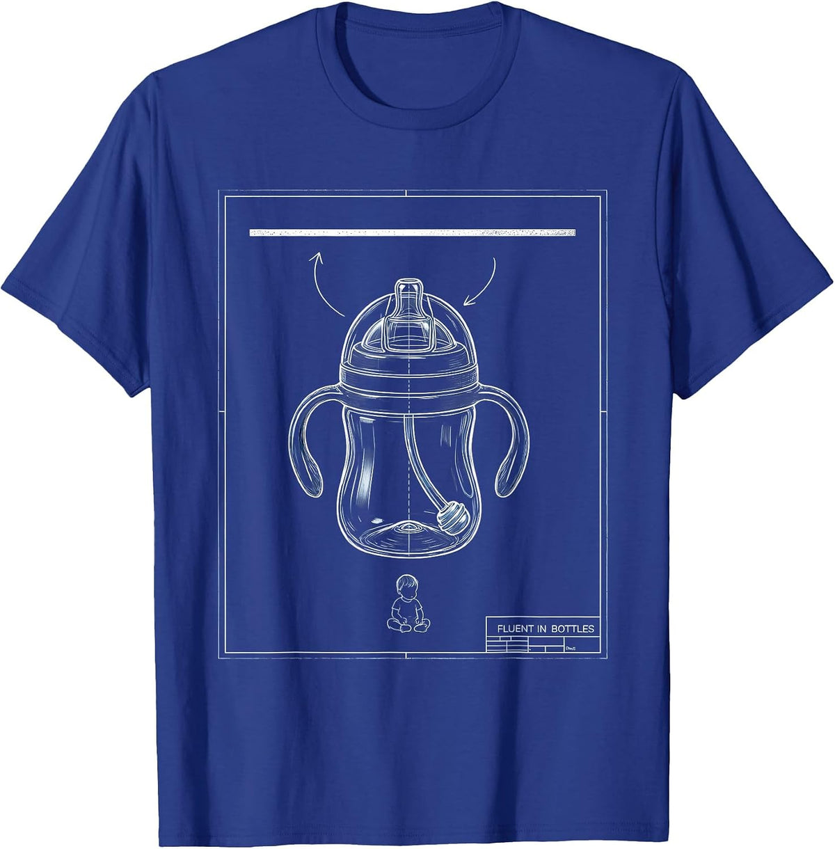 Men's Fluent In Bottles Technical Blueprint Daycare Provider T-Shirt - Royal Blue