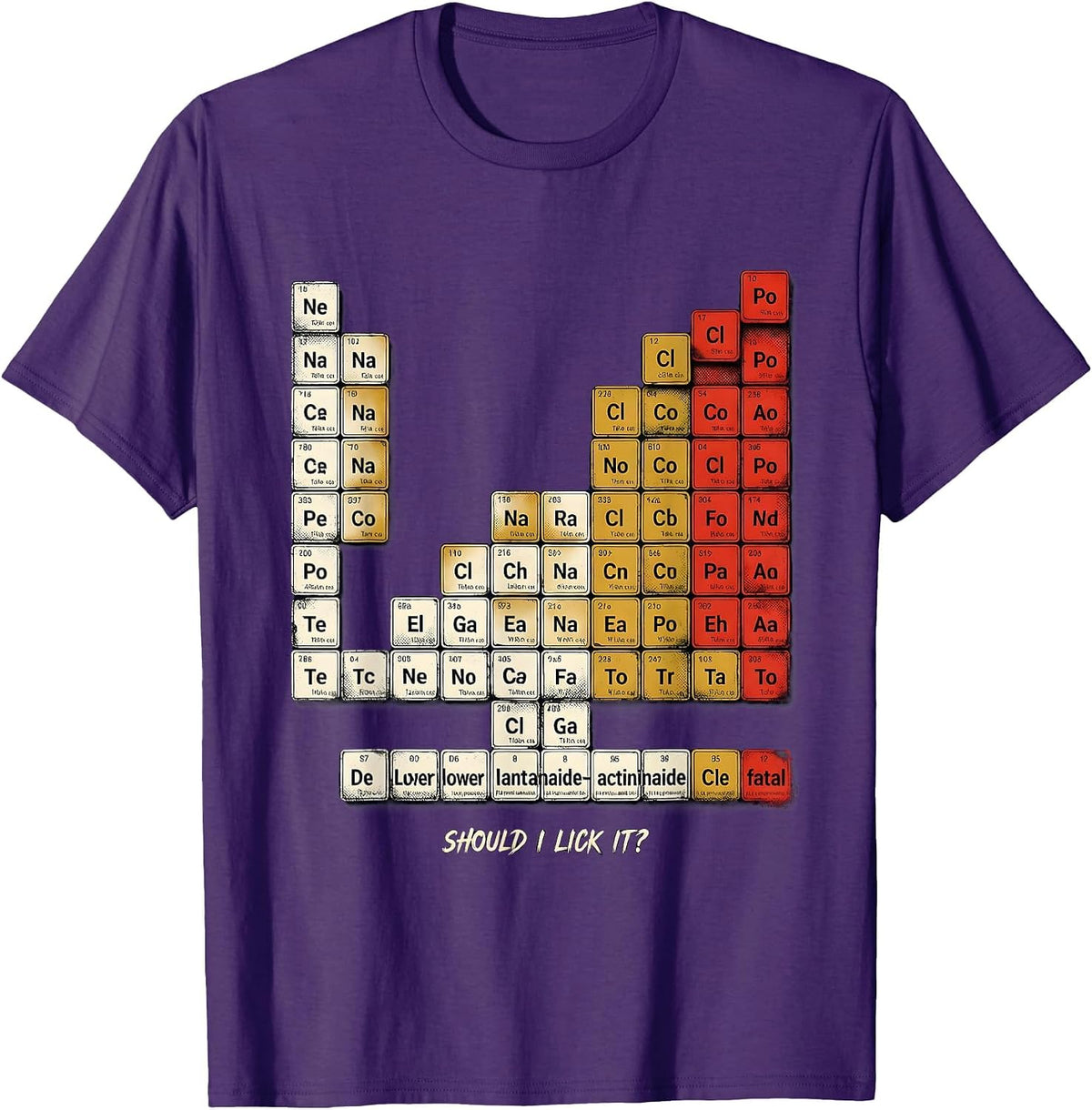 Men's Should I Lick It Funny Periodic Table Science Teacher Humor T-Shirt - Purple