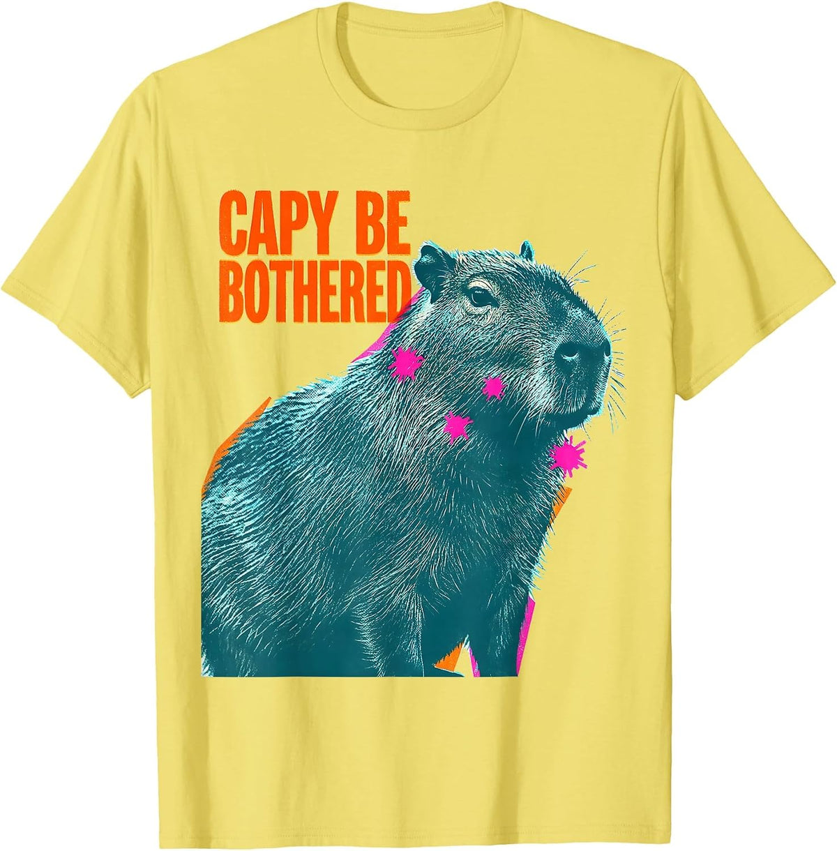 Men's Capy Be Bothered Funny Capybara Animal Humor Meme T-Shirt - Lemon Yellow