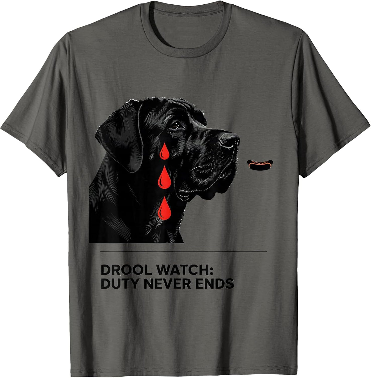 Men's Drool Watch: Duty Never Ends Funny Great Dane Dog Owner T-Shirt - Asphalt Grey