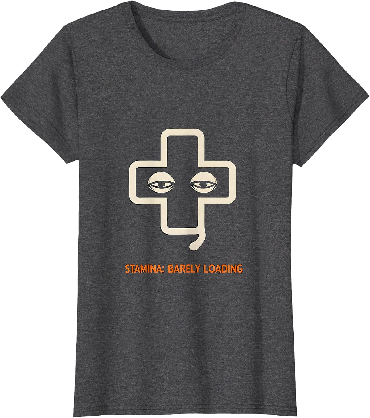 Women's Stamina: Barely Loading Funny Capybara Gamer Humor T-Shirt - Dark Heather Grey