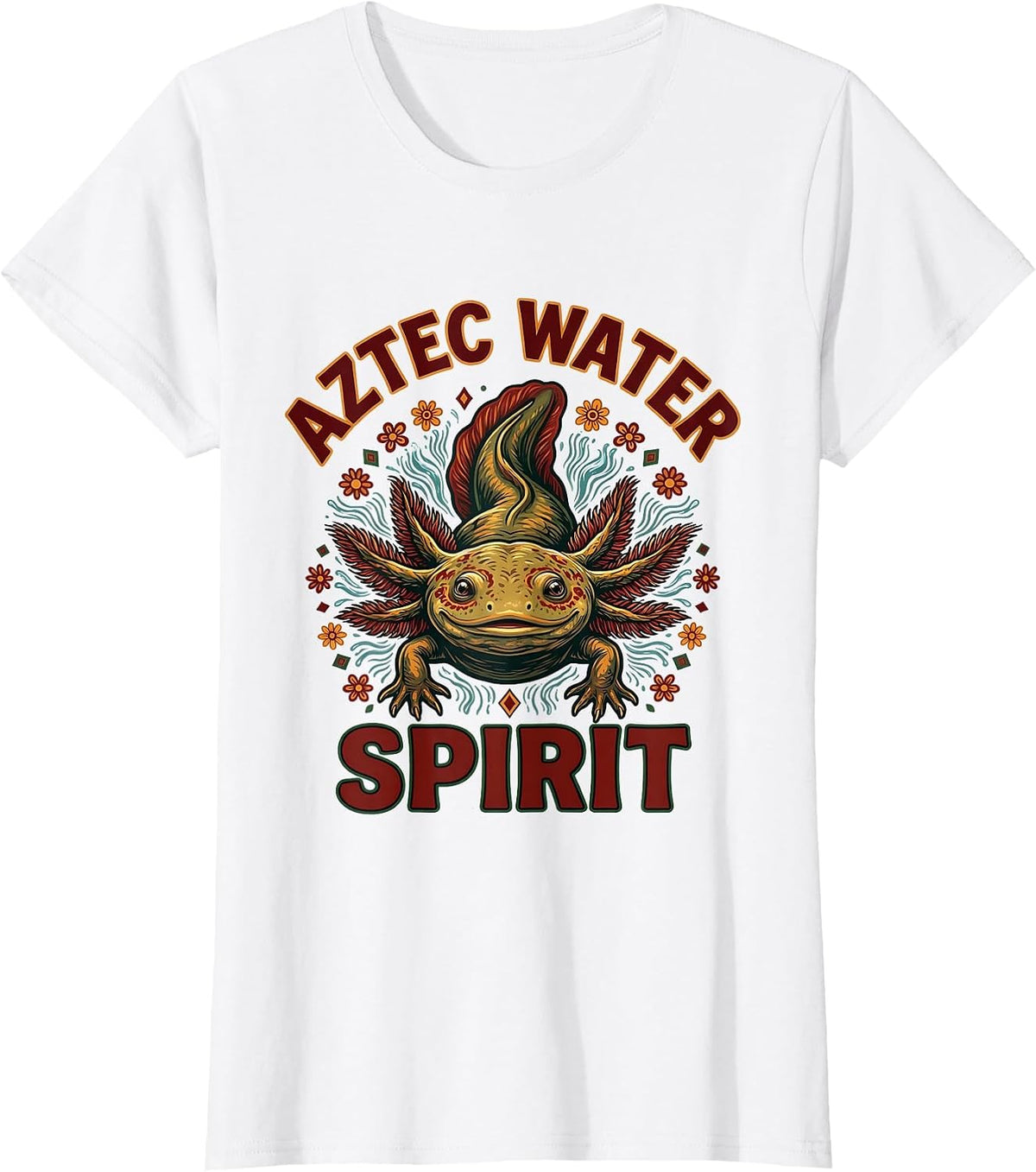 Axolotl Aztec Water Spirit Graphic Design T-Shirt - White