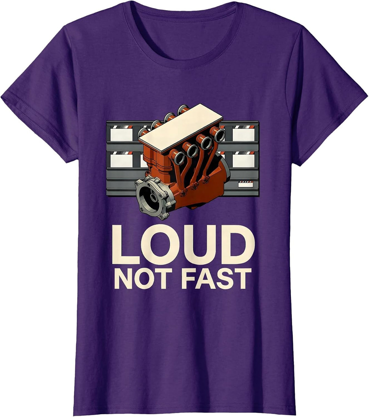 Women's Loud, Not Fast Vintage Retro Muscle Car Drag Racing T-Shirt - Purple