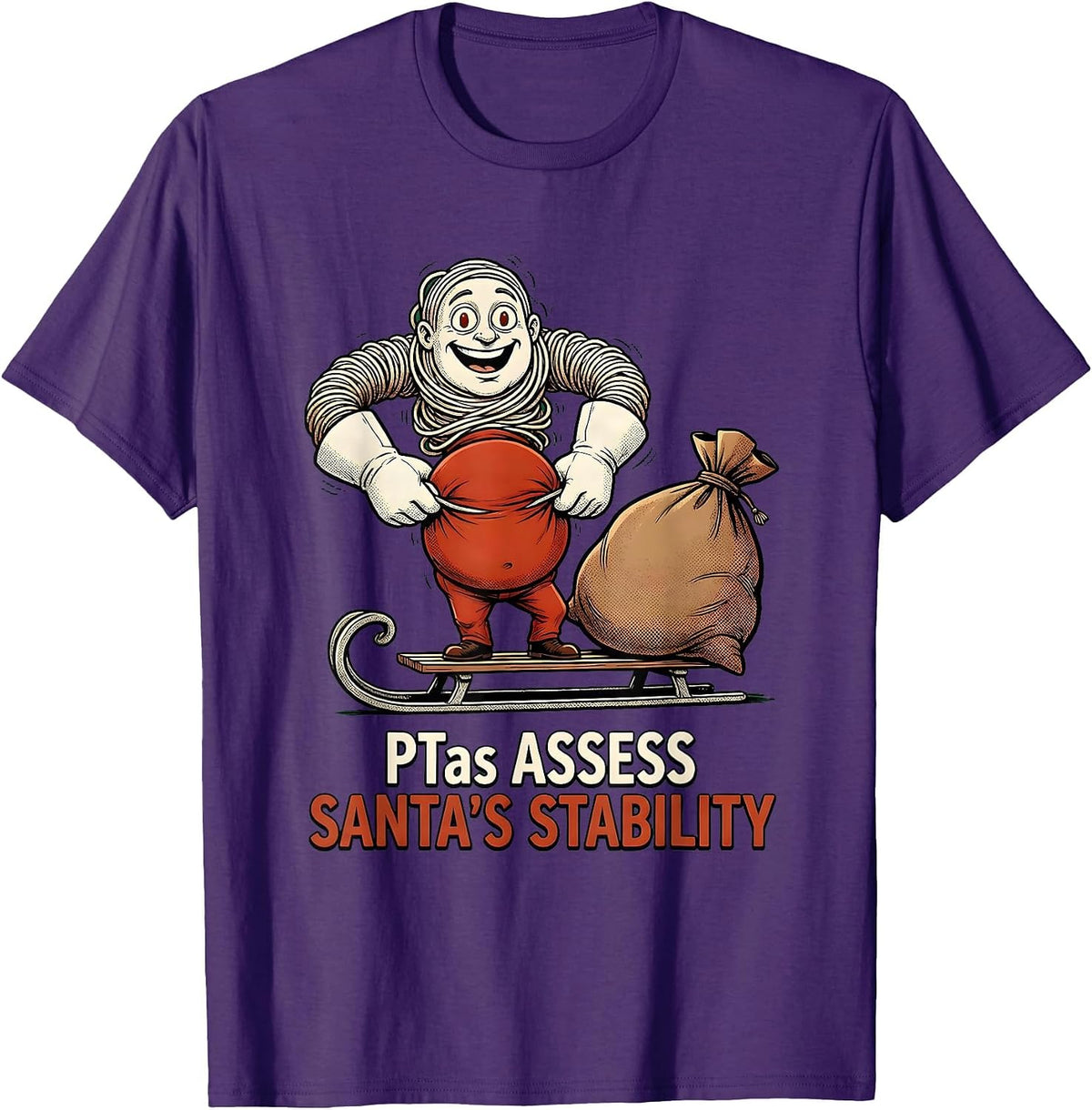 PTAs Assess Santa's Stability Retro Cartoon Physical T-Shirt - Purple