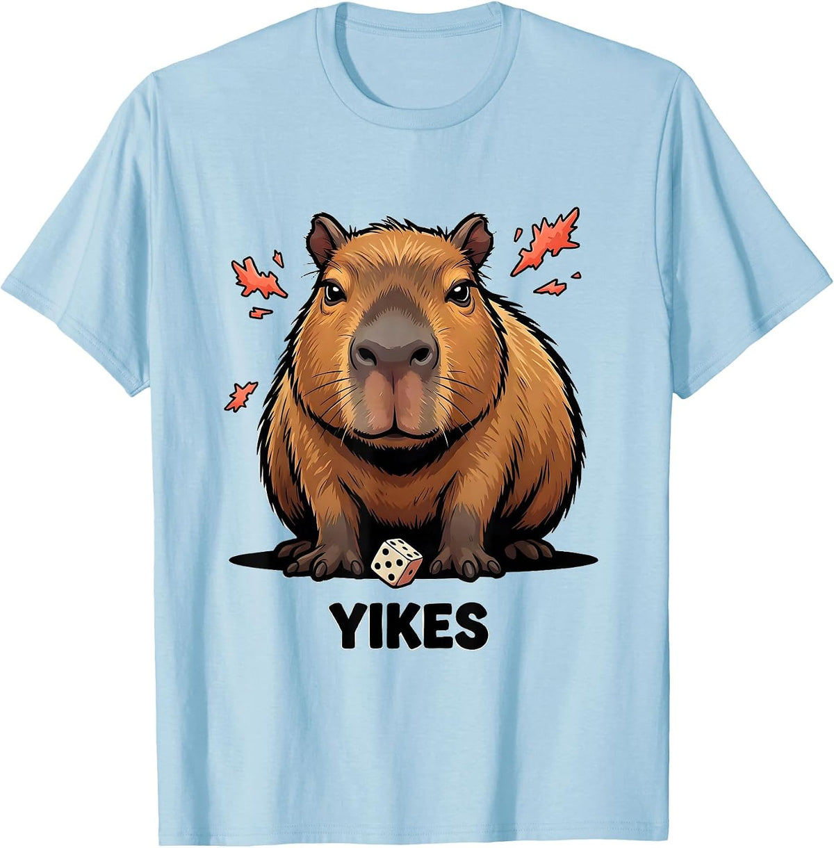Men's Yikes Cartoon Capybara Funny Animal Meme Lover T-Shirt - Baby Blue