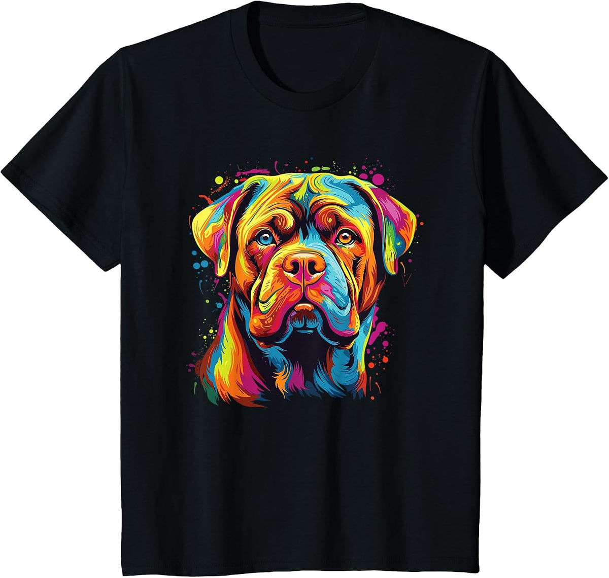 Watercolor Colorful Dogue De Bordeaux Dogs T-Shirt - Black