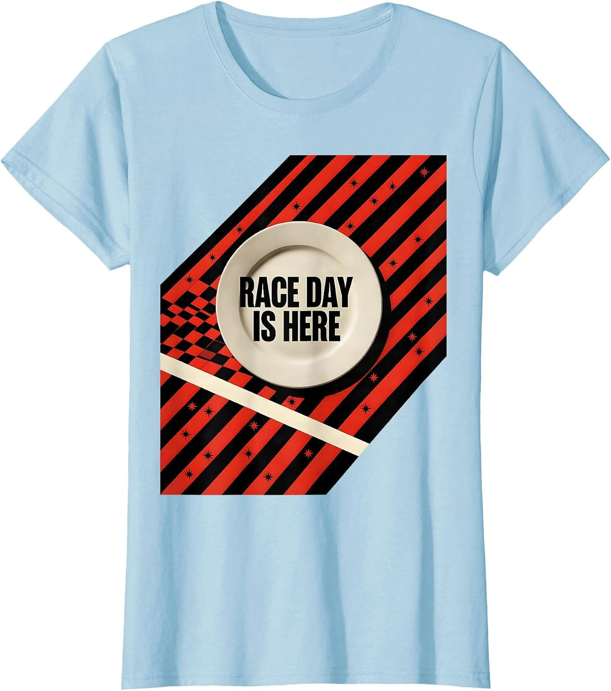 Women's Race Day Is Here Constructivist Poster Drag Racing Patriot T-Shirt - Baby Blue