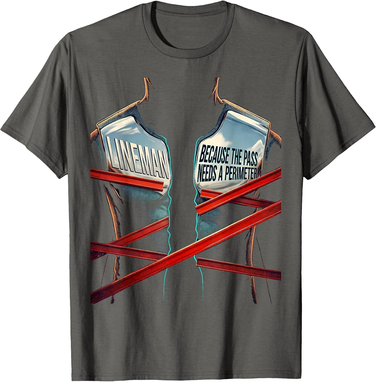 Men's Lineman Because The Pass Needs A Perimeter Football Lineman T-Shirt - Asphalt Grey