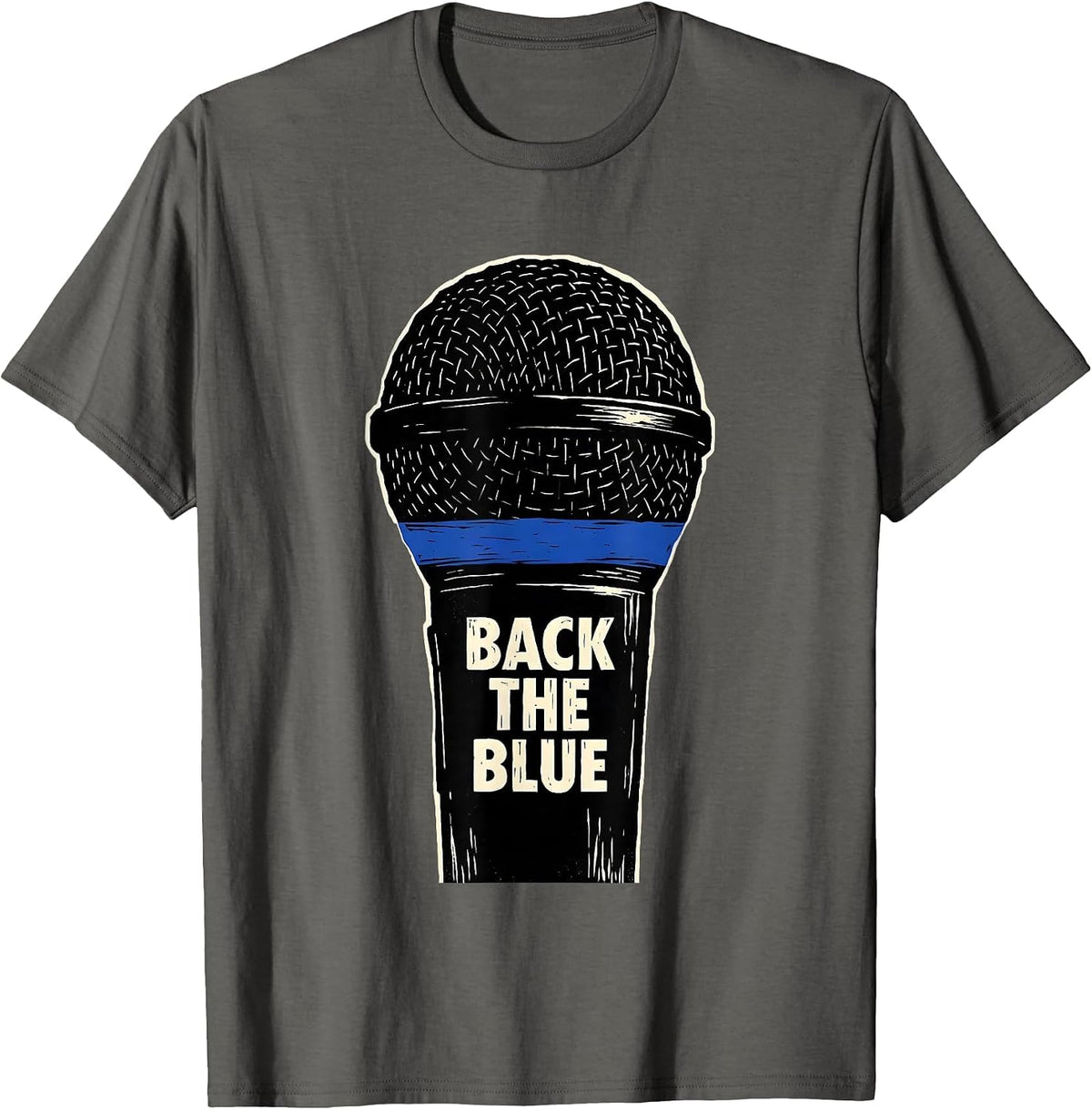 Back The Blue Thin Blue Line Police Support Law Enforcement T-Shirt - Asphalt Grey